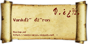 Vankó Áron névjegykártya